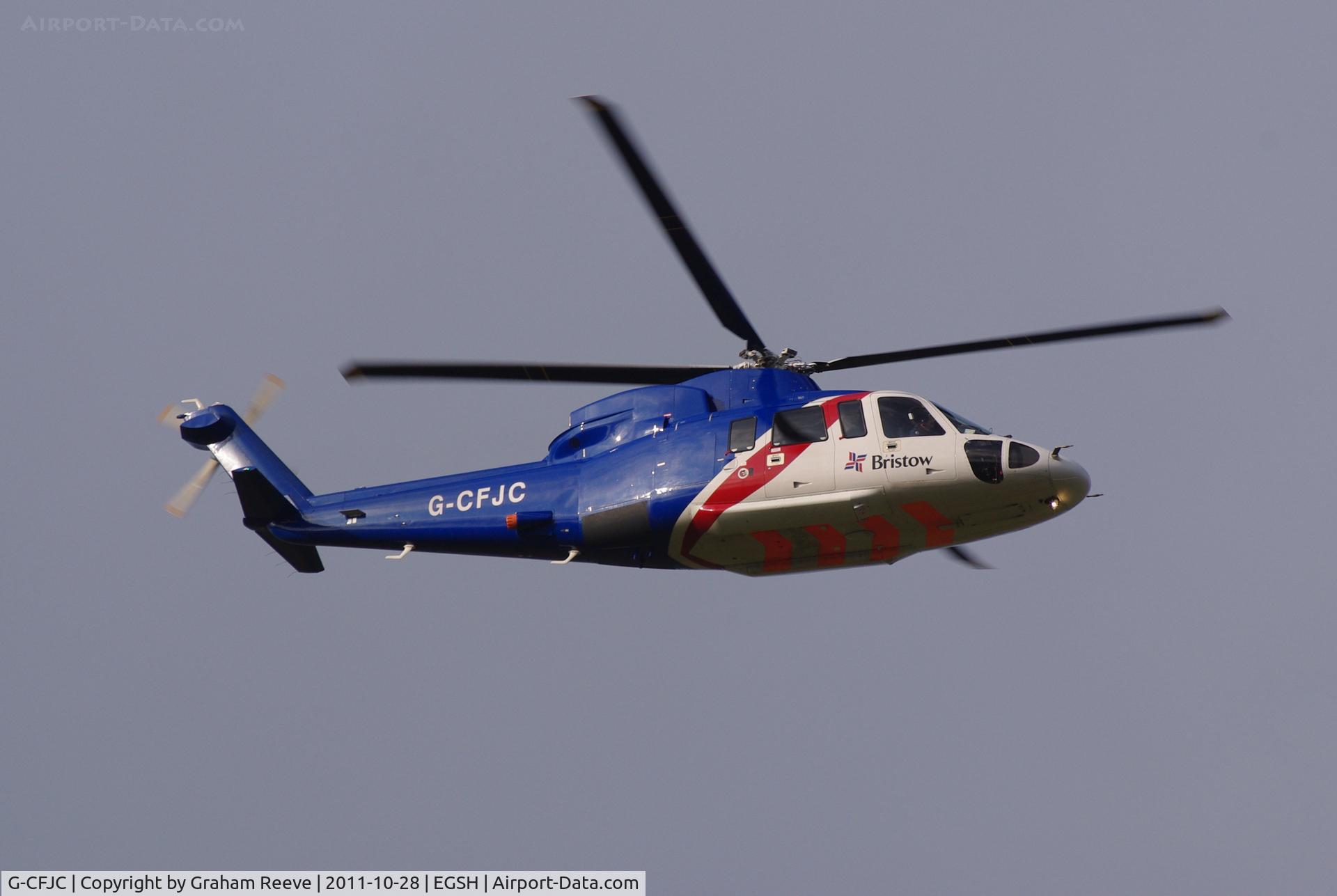 G-CFJC, 2008 Sikorsky S-76C C/N 760708, Departing from Norwich.