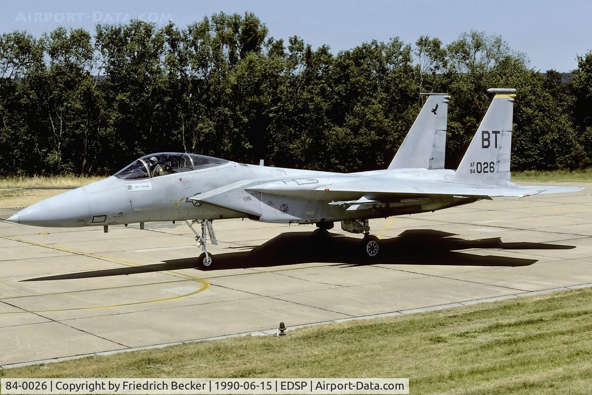 84-0026, 1984 McDonnell Douglas F-15C Eagle C/N 0937/C329, taxying to the active