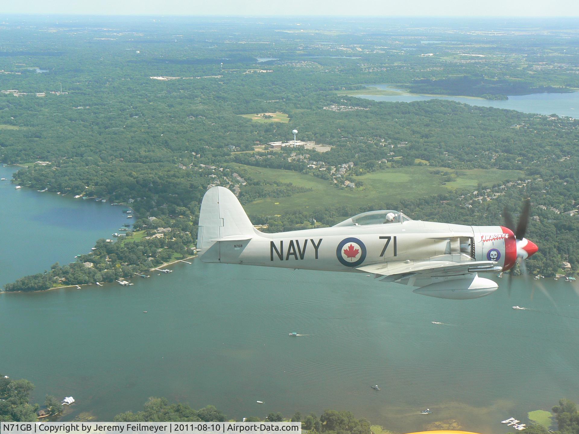 N71GB, 1949 Hawker Sea Fury T.20 C/N 37525, Taken over Lake Minnetonka, MN