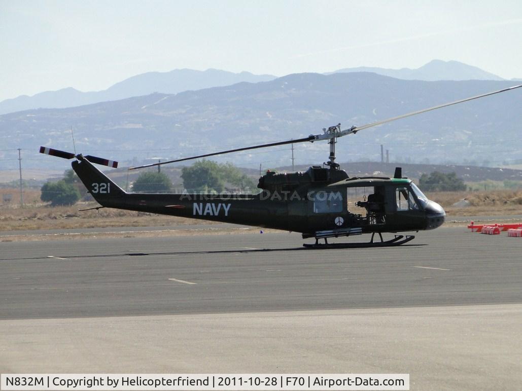 N832M, 1963 Bell UH-1B Iroquois C/N 604, Parked outside the Wings and Rotors Air Museum in hangar 7