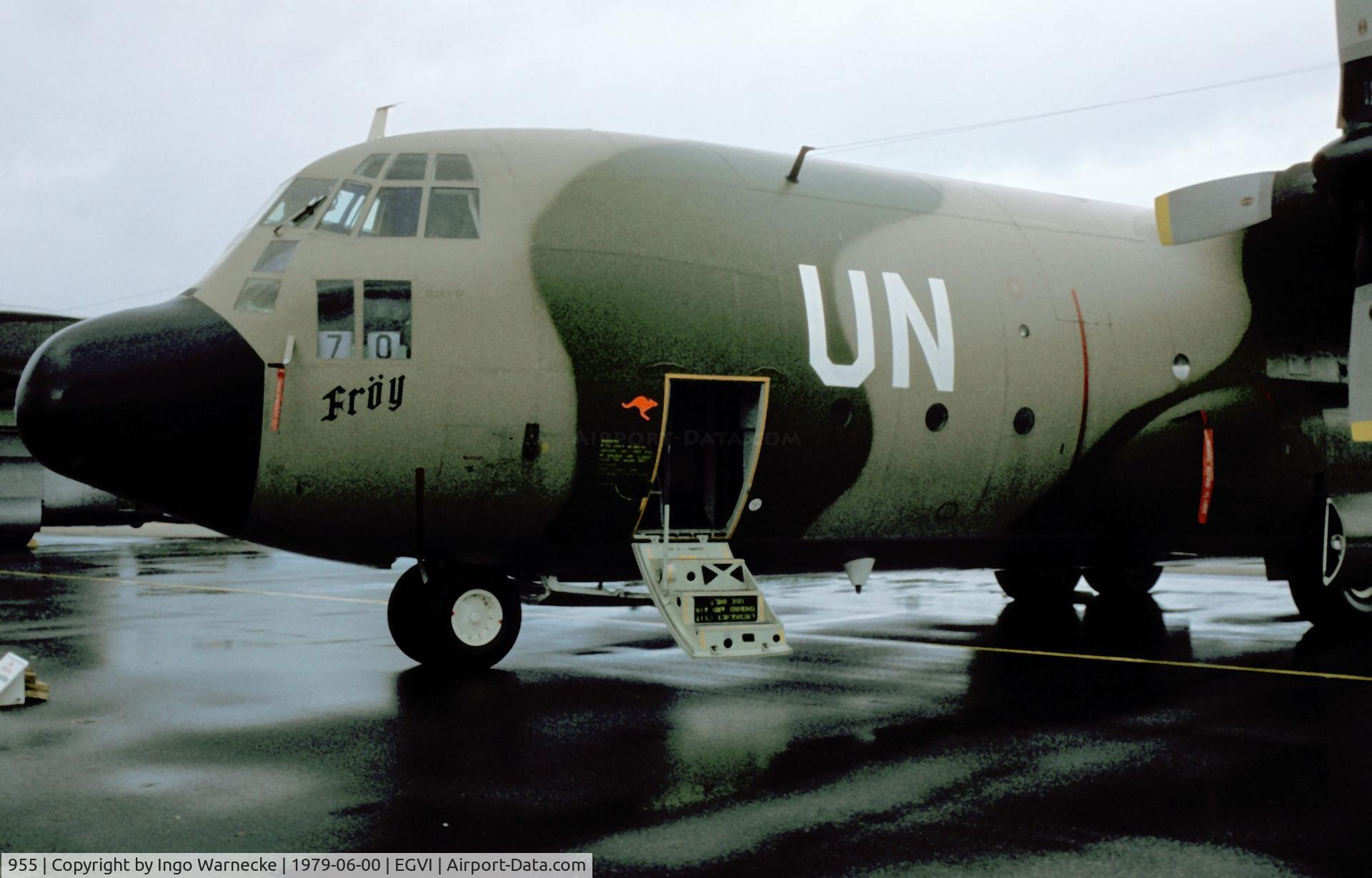 955, 1969 Lockheed C-130H Hercules C/N 382-4337, Lockheed C-130H Hercules of the Luftforsvaret (Royal Norwegian Air Force) at the 1979 International Air Tattoo, Greenham Common