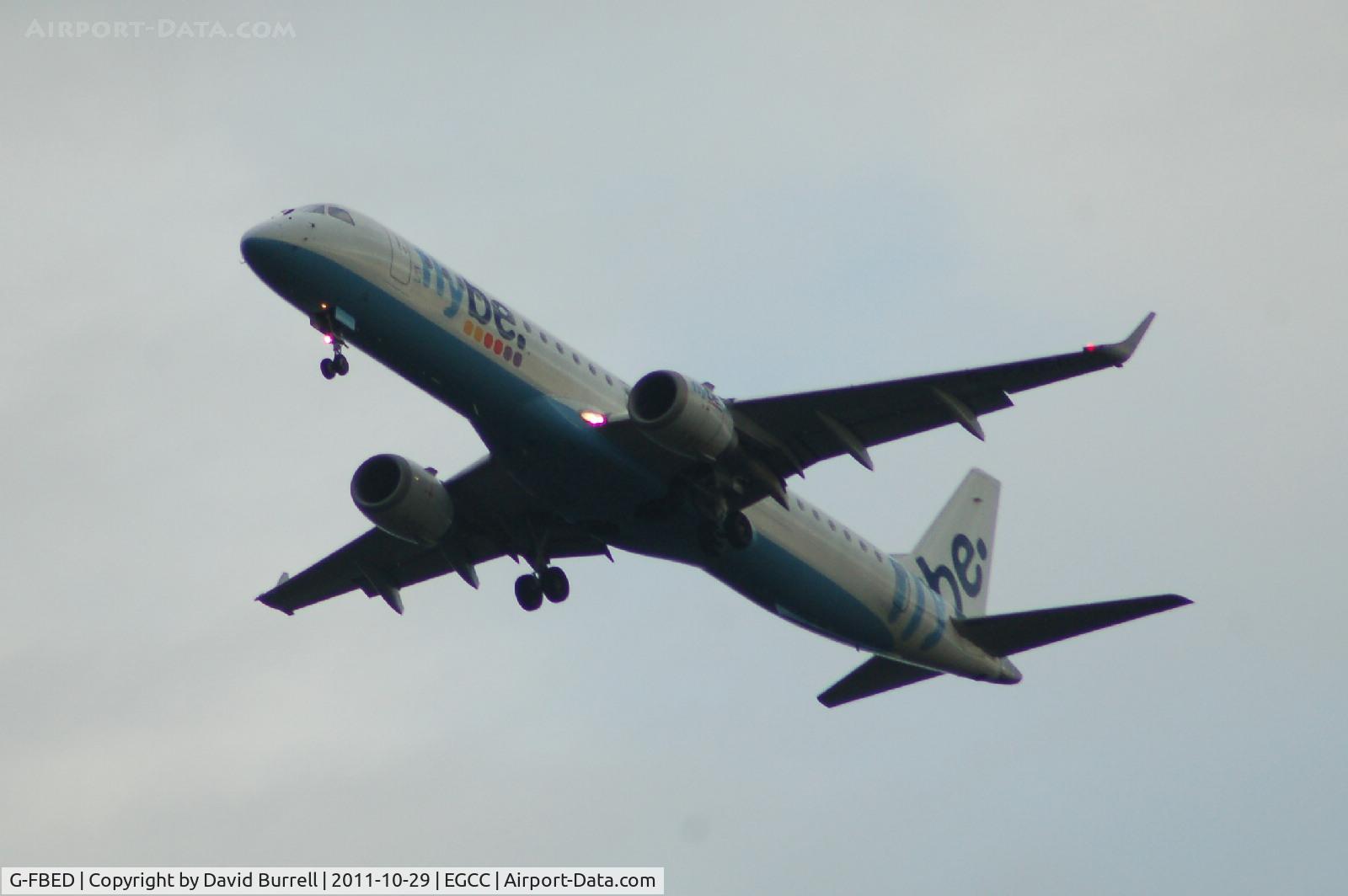 G-FBED, 2007 Embraer 195LR (ERJ-190-200LR) C/N 19000084, Flybe Embraer ERJ 190-200 LR on approach to Manchester airport.