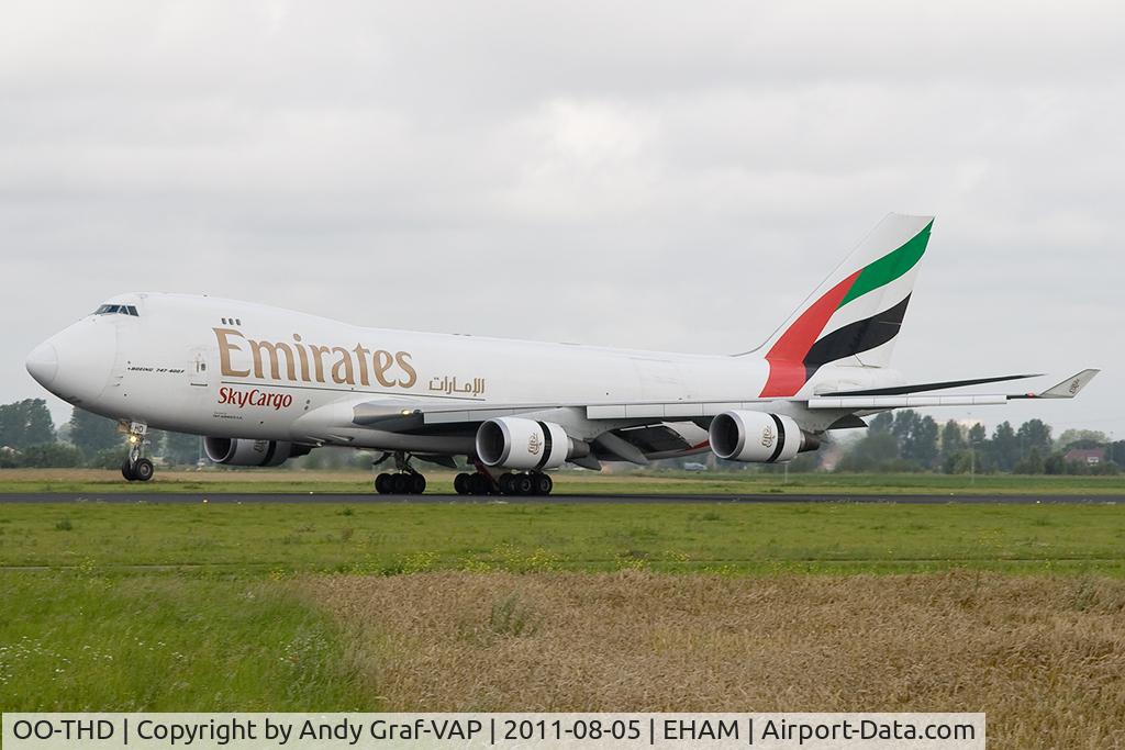 OO-THD, 2008 Boeing 747-4HAERF C/N 35236, Emirates Cargo 747-400