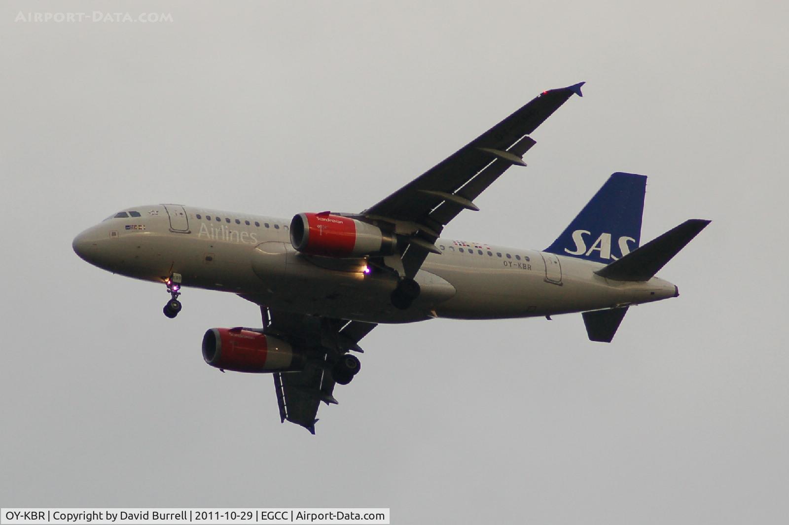 OY-KBR, 2007 Airbus A319-132 C/N 3231, SAS Airbus A319-132 on approach to Manchester Airport.