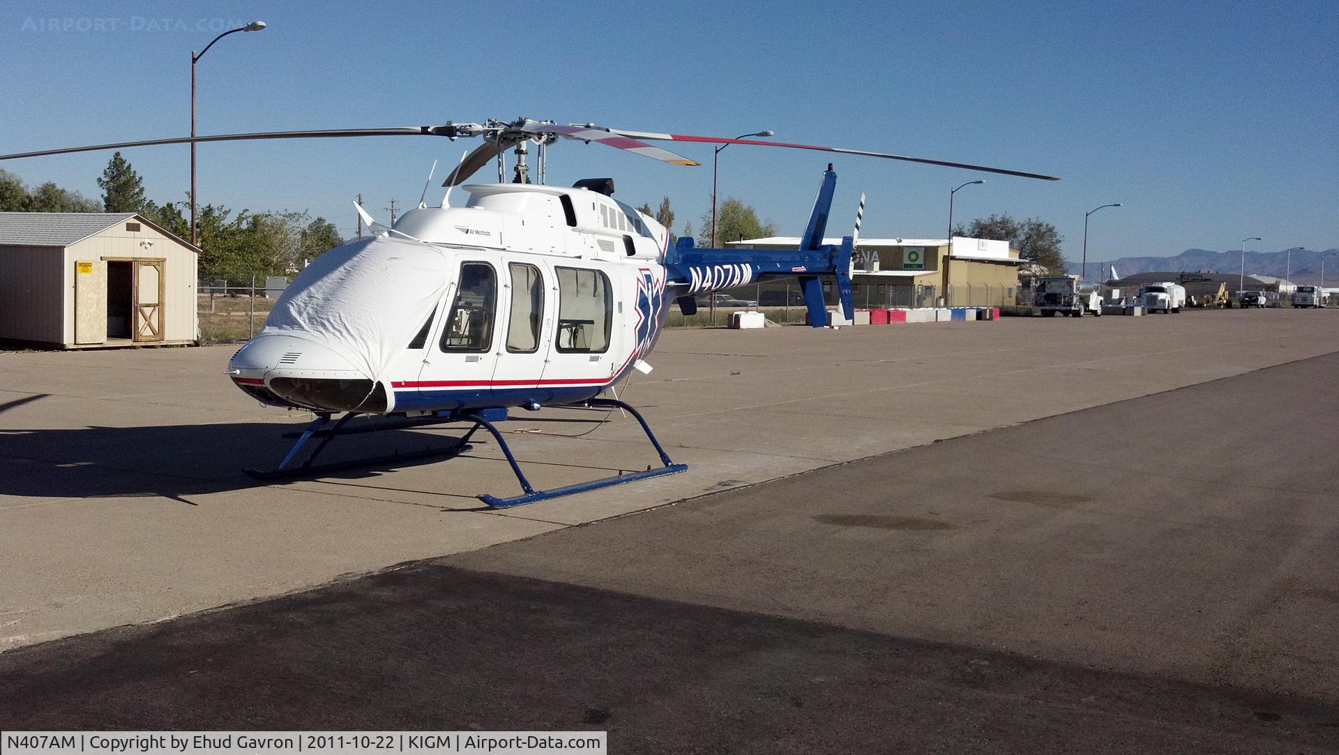 N407AM, 1998 Bell 407 C/N 53309, AirMed helicopter at Kingman AZ