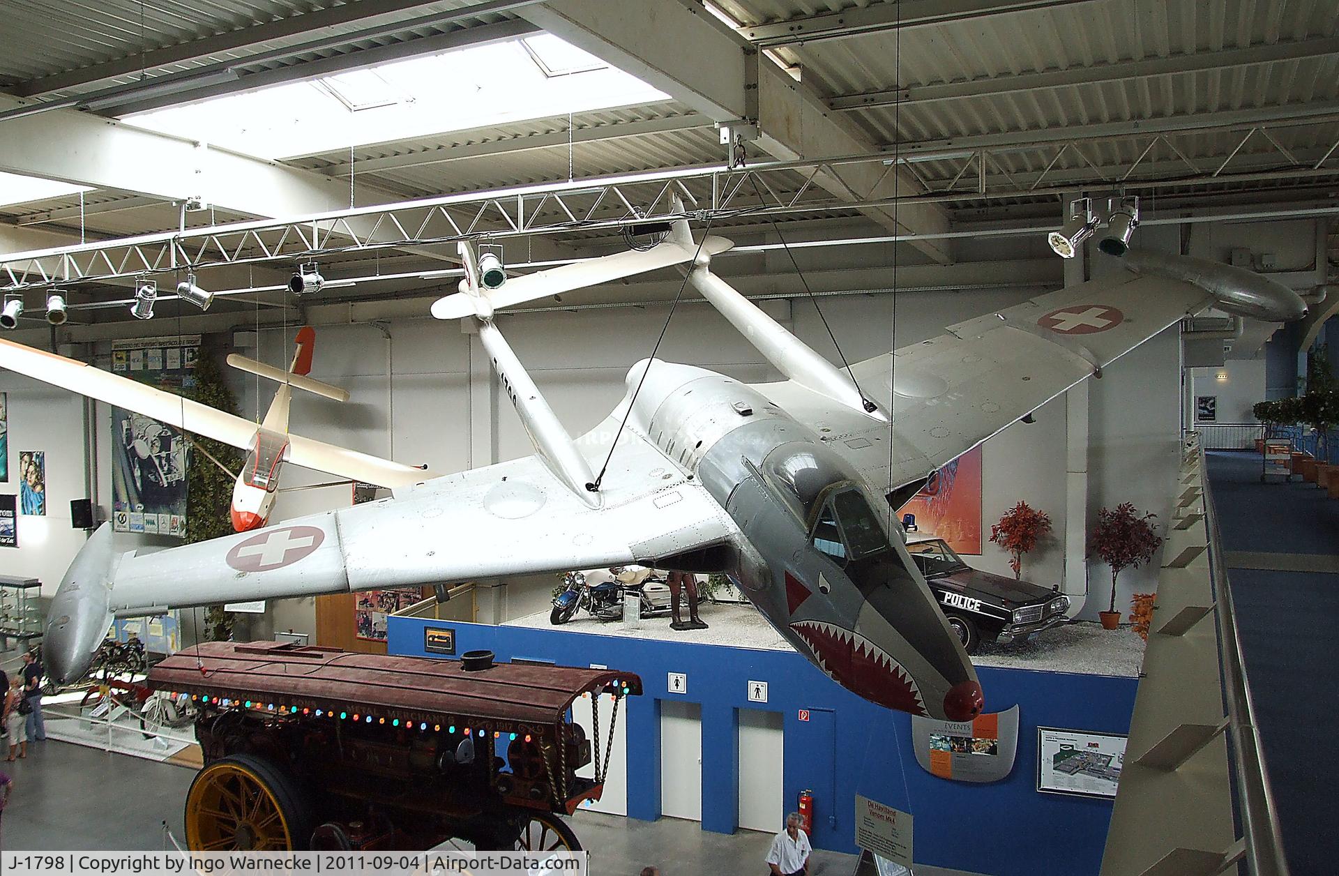J-1798, De Havilland (F+W Emmen) DH-112 Venom FB.54 C/N 968, De Havilland D.H.112 Venom FB54 at the Auto & Technik Museum, Sinsheim