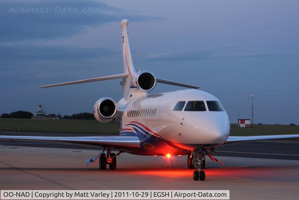 OO-NAD, 2008 Dassault Falcon 7X C/N 41, Sat on stand at Saxon prior to Departure.