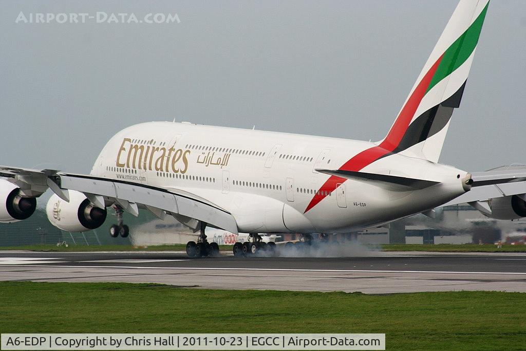 A6-EDP, 2011 Airbus A380-861 C/N 077, Emirates newest A380 touching down on RW23R