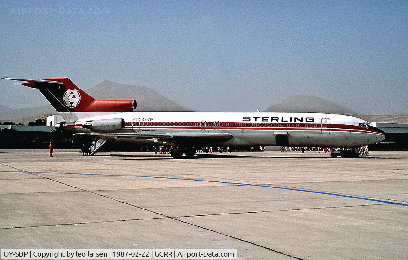 OY-SBP, 1975 Boeing 727-2L8 C/N 21080, OY-SBP ACE 22.2.87.On lease from
Aviogenex ex YU-AKH