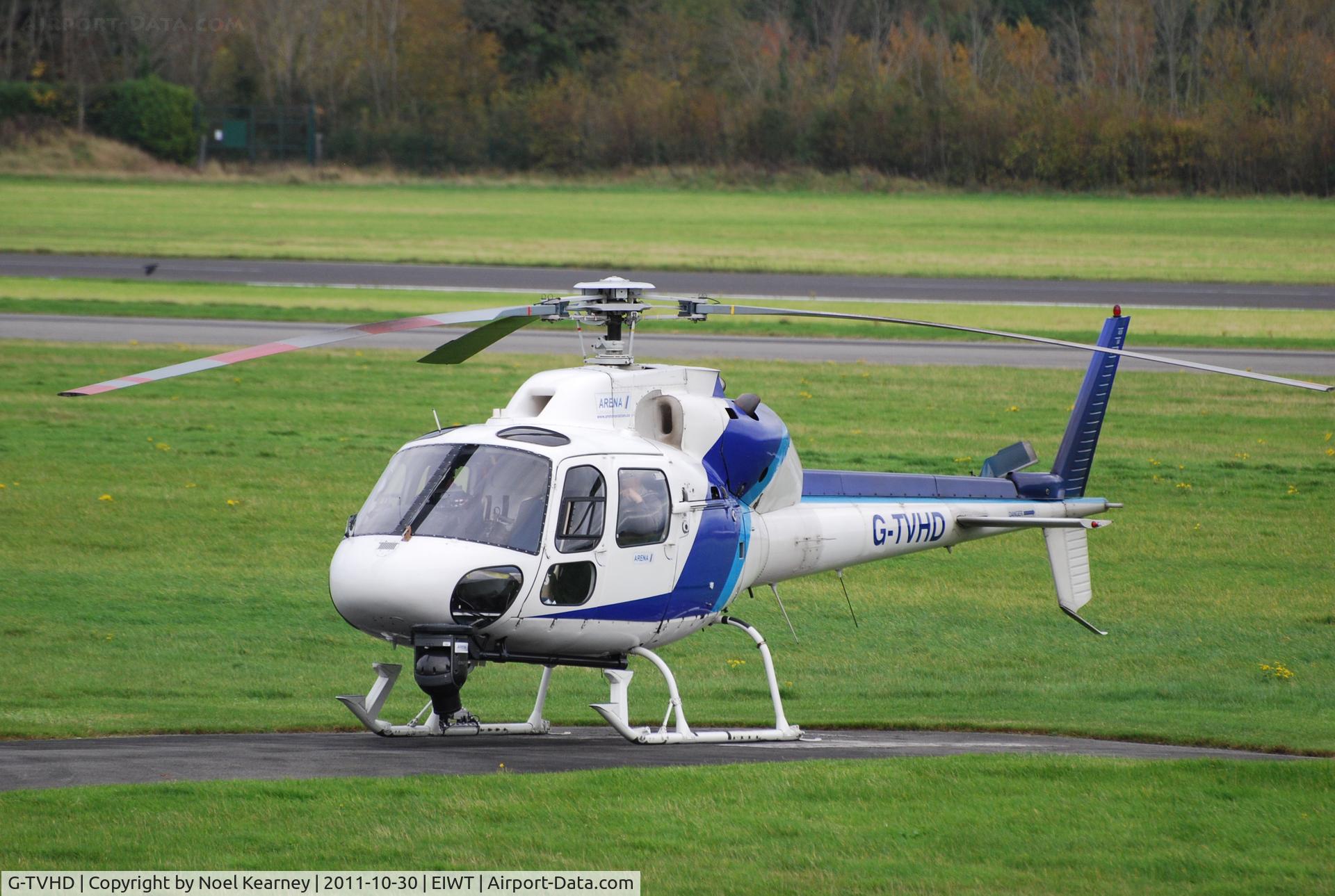 G-TVHD, 1990 Aerospatiale AS-355F-2 Ecureuil 2 C/N 5449, Parked on the Heli-ramp at Weston.