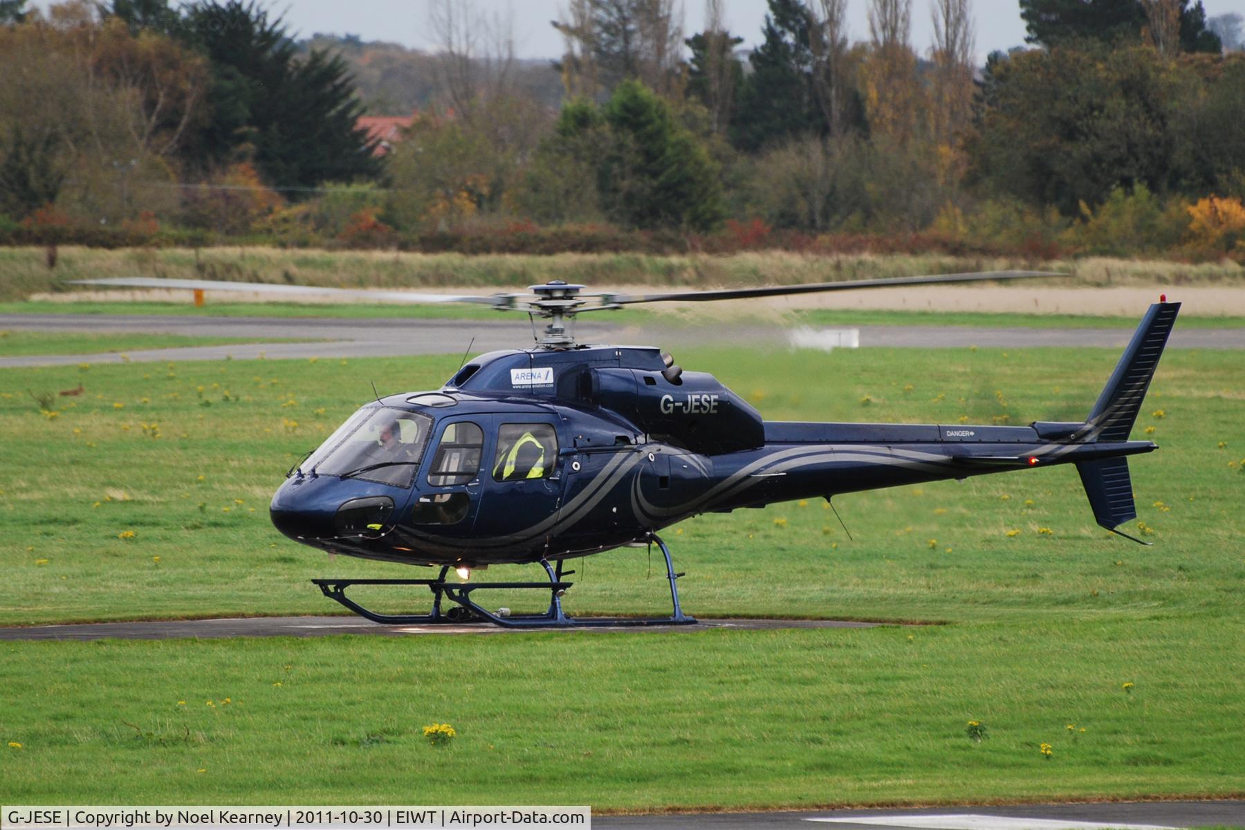 G-JESE, 1990 Aerospatiale AS-355F-2 Ecureuil 2 C/N 5169, Parked on the Heli-ramp at Weston.