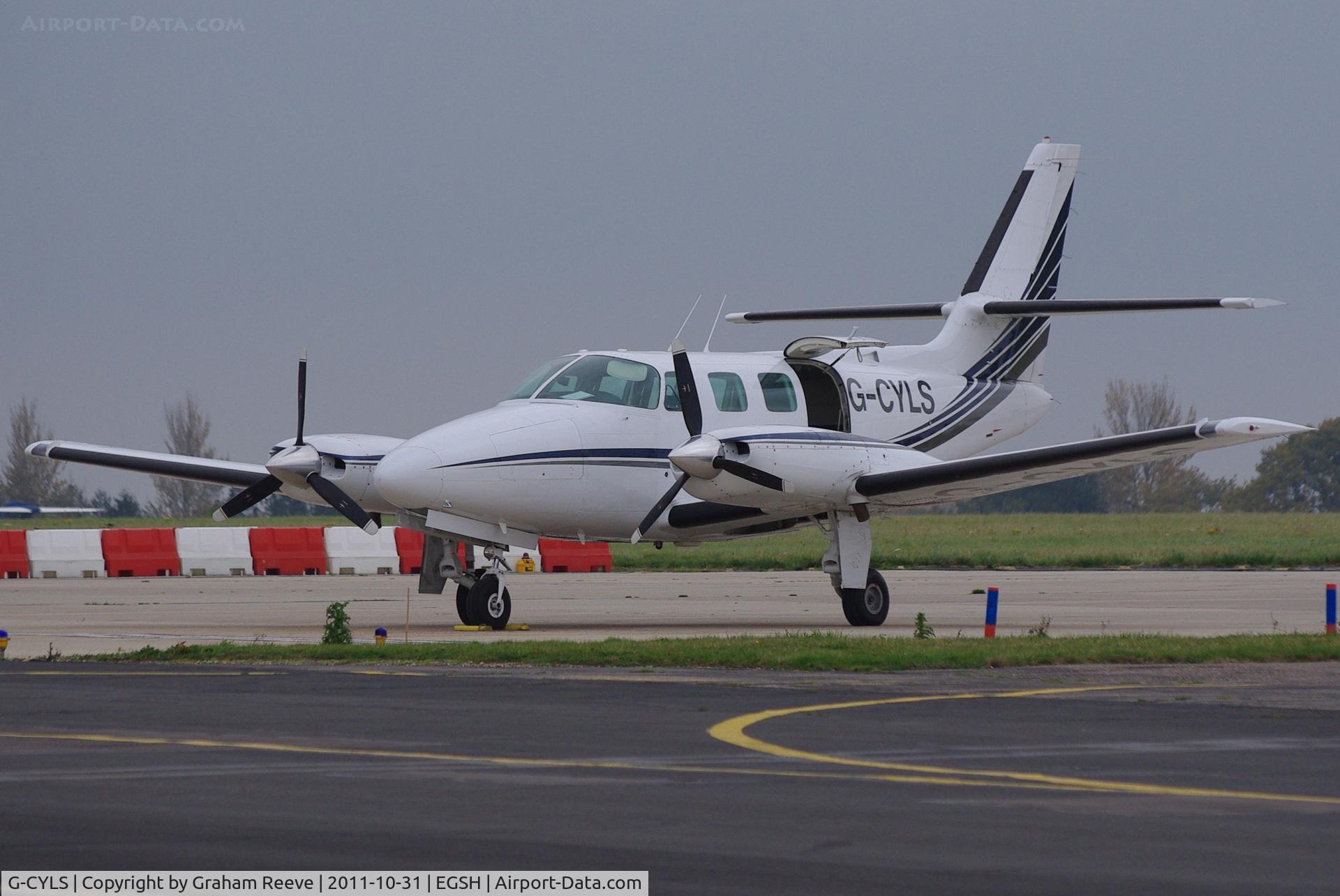 G-CYLS, 1982 Cessna T303 Crusader C/N T30300005, Parked at Norwich.
