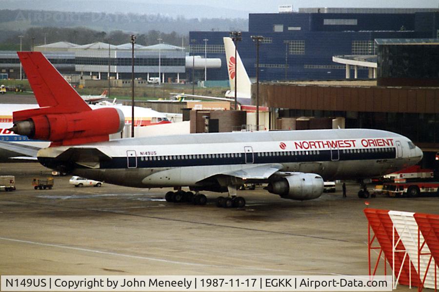 N149US, 1973 Douglas DC-10-40 C/N 46758, Northwest Orient at LGW