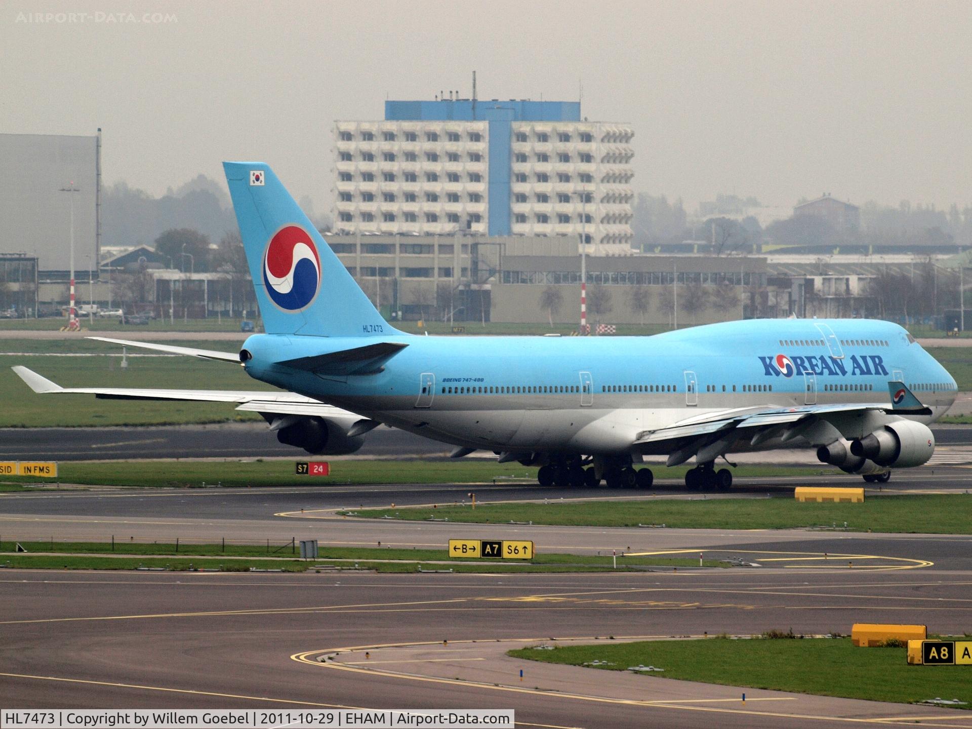 HL7473, 1996 Boeing 747-4B5 C/N 28335, Taxi to the runway24 on Schiphol Airport
