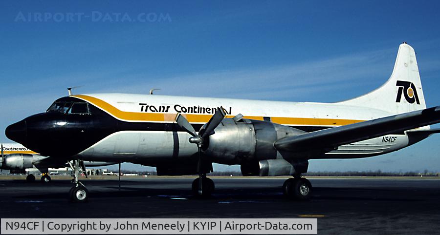 N94CF, 1957 Convair 440 Metropolitan C/N 394, Parked at KYIP - Nov. 1990