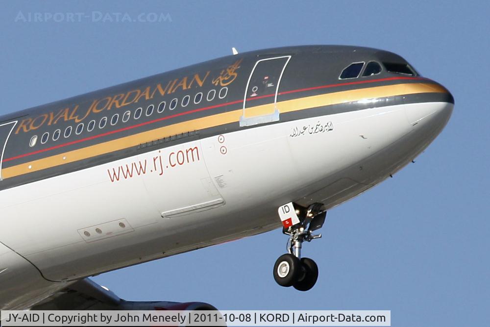 JY-AID, 1993 Airbus A340-211 C/N 022, Short final for 14R - Oct. 2011