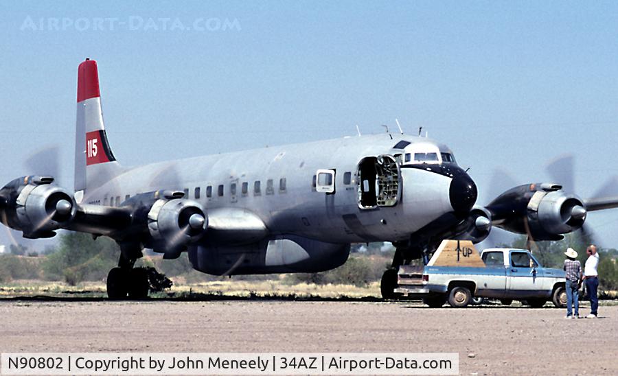 N90802, 1956 Douglas DC-7C Seven Seas Seven Seas C/N 45112, April 1989 - Engine runs!