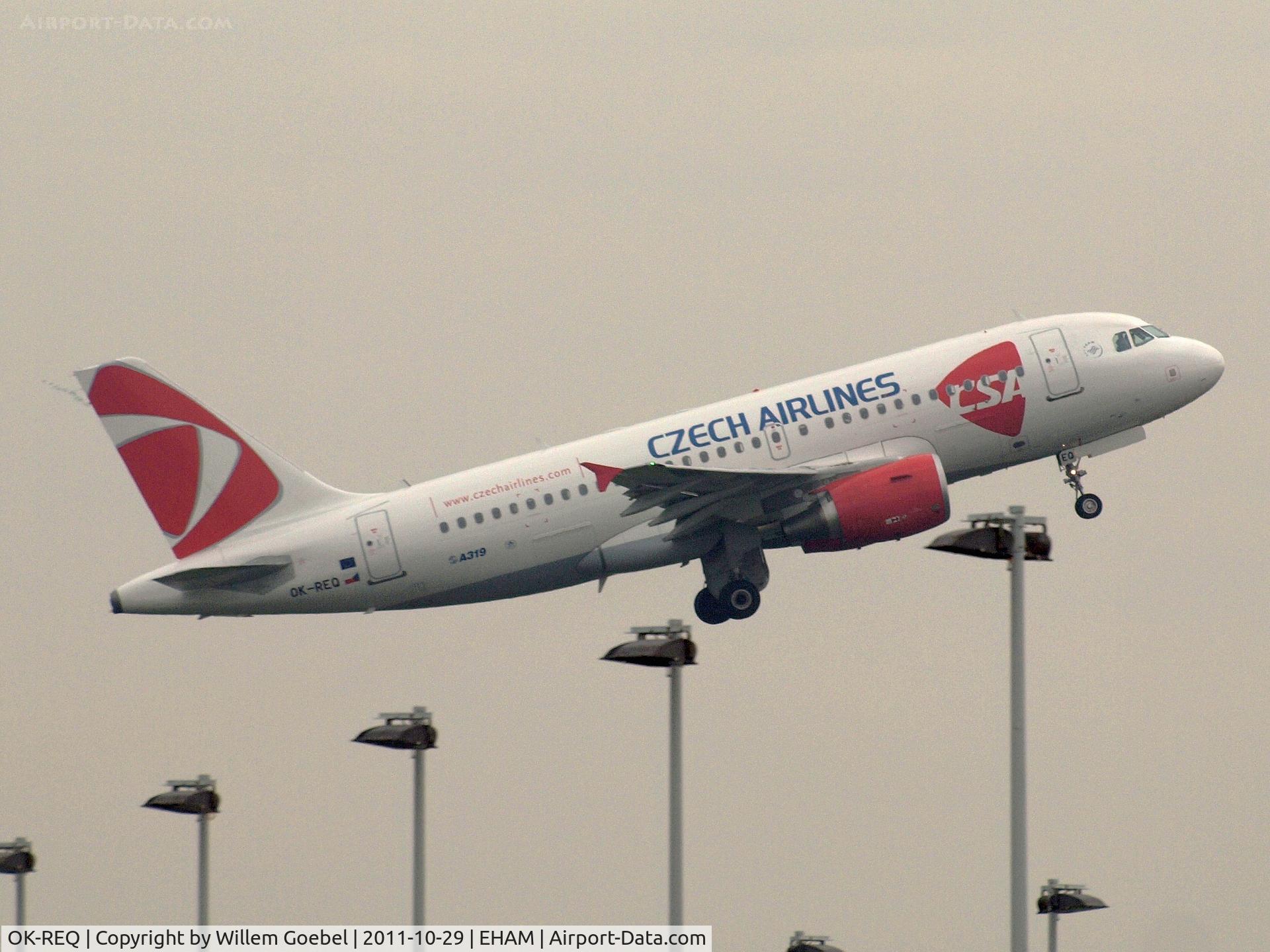 OK-REQ, 2011 Airbus A319-112 C/N 4713, Take off from the 18L runway of Schiphol Airport