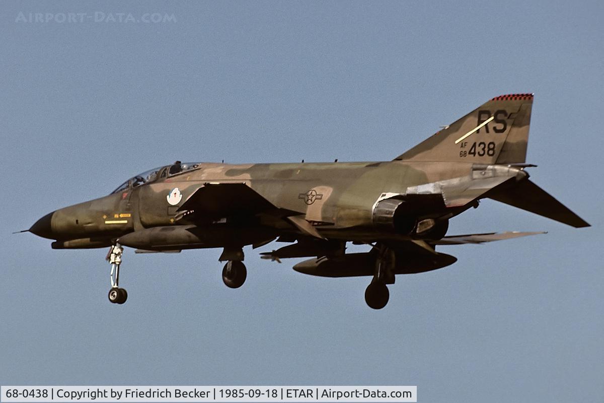 68-0438, 1968 McDonnell Douglas F-4E Phantom II C/N 3569, on final at Ramstein AB, aircraft was transfered to Greece in 1991.  It crashed in 2002.