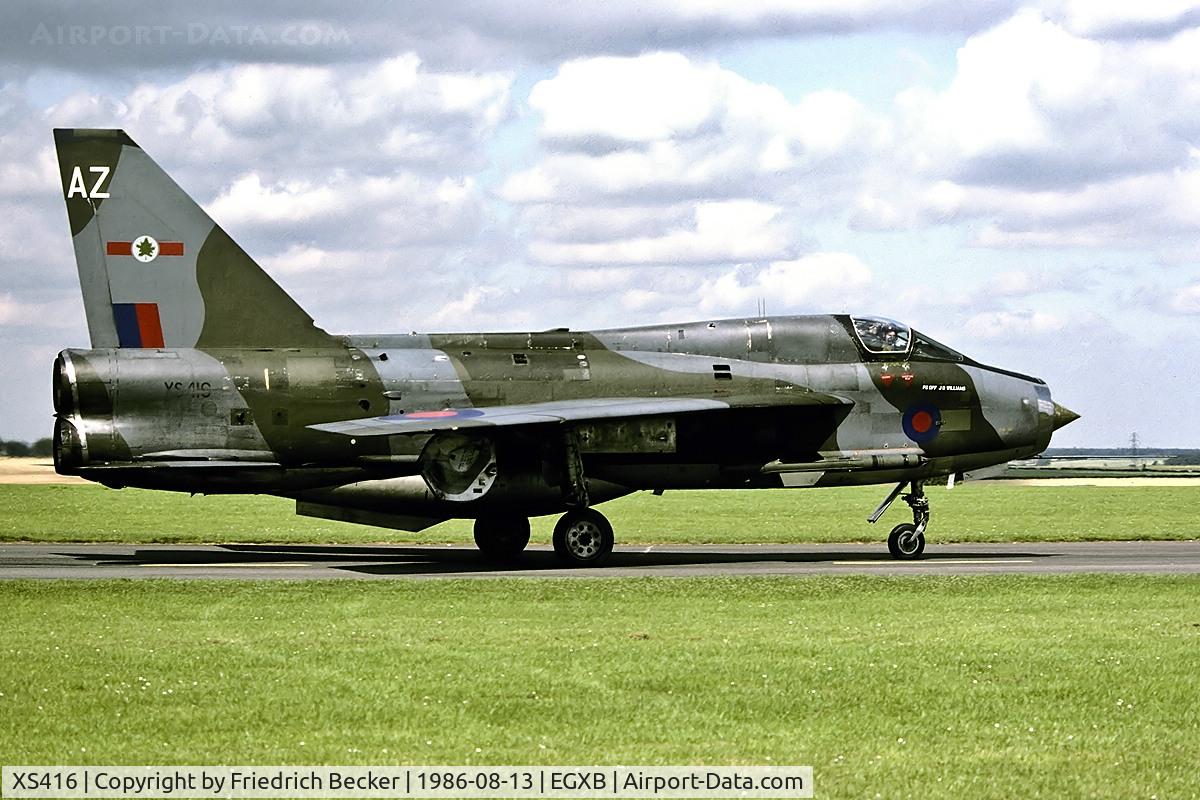 XS416, 1962 English Electric Lightning T.5 C/N 95001, taxying to the active