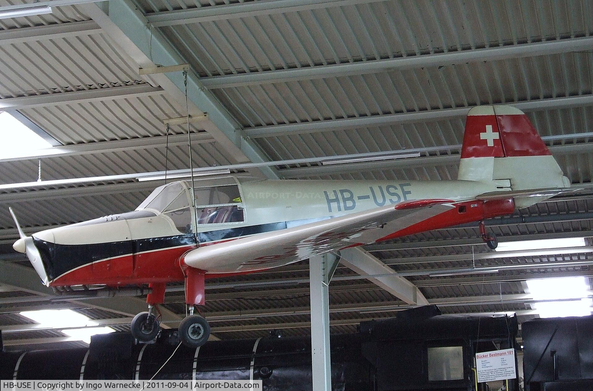 HB-USE, 1949 Bucker (Zlin) Z-381 (C-106) Bestmann C/N 325, Zlin Z-381 (Bücker Bü 181 Bestmann with Walter Minor engine) at the Auto & Technik Museum, Sinsheim