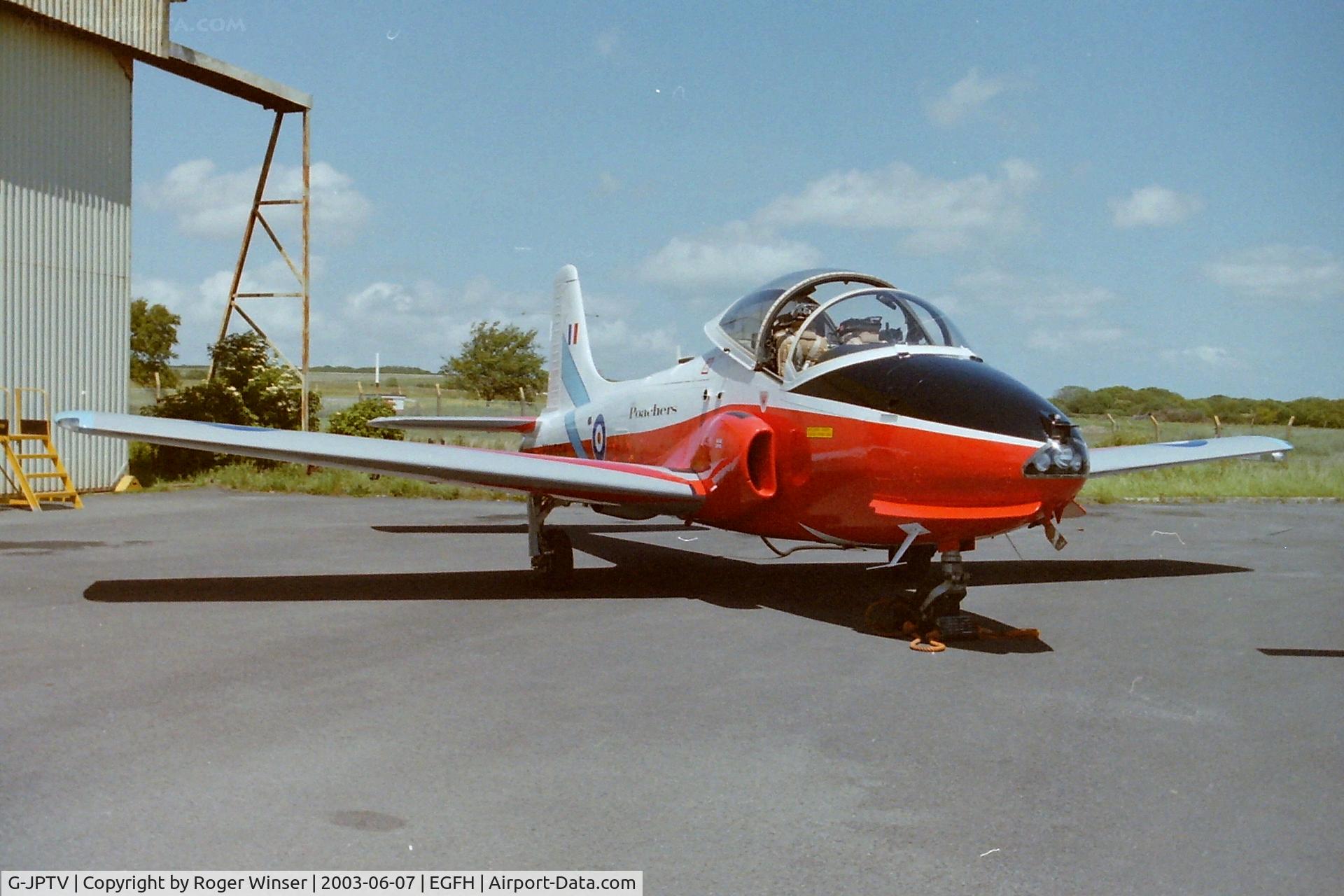 G-JPTV, 1971 BAC 84 Jet Provost T.5A C/N EEP/JP/1005, Operated by Gower Jets and seen in newly applied RAF Poachers aerobatic team colour scheme carried by the lead aircraft XW354 in the mid 1970's. This aircraft was XW355 in RAF service.