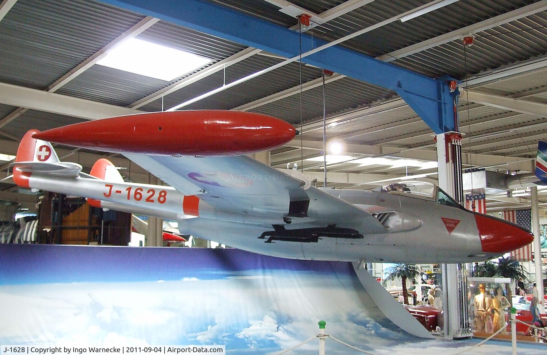 J-1628, De Havilland (F+W Emmen) DH-112 Venom FB.54 C/N 838, De Havilland D.H.112 Venom FB54 at the Auto & Technik Museum, Sinsheim