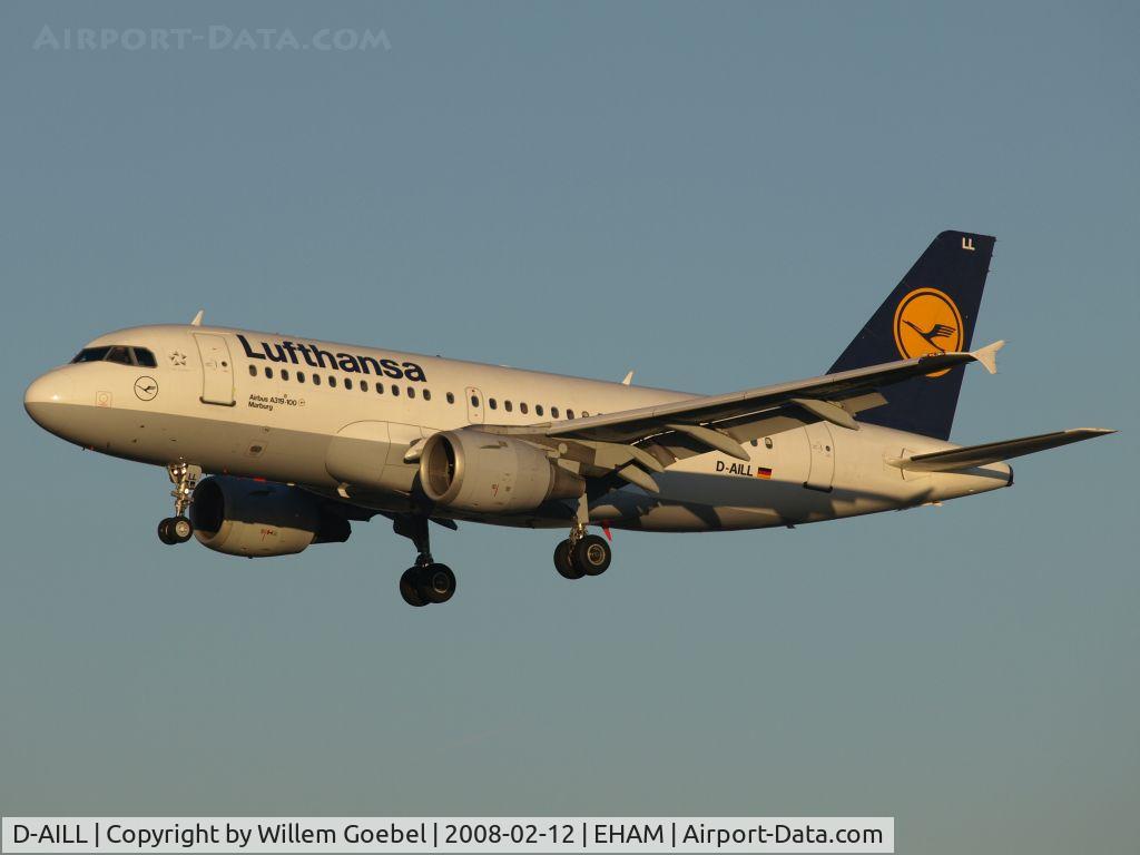D-AILL, 1997 Airbus A319-114 C/N 689, Landing on Schiphol Airport on runway 18C