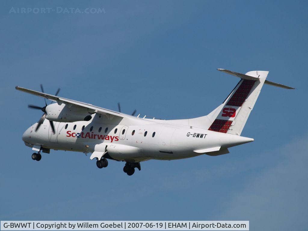 G-BWWT, 1995 Dornier 328-100 C/N 3022, Take off from Schiphol Airport on runway 06