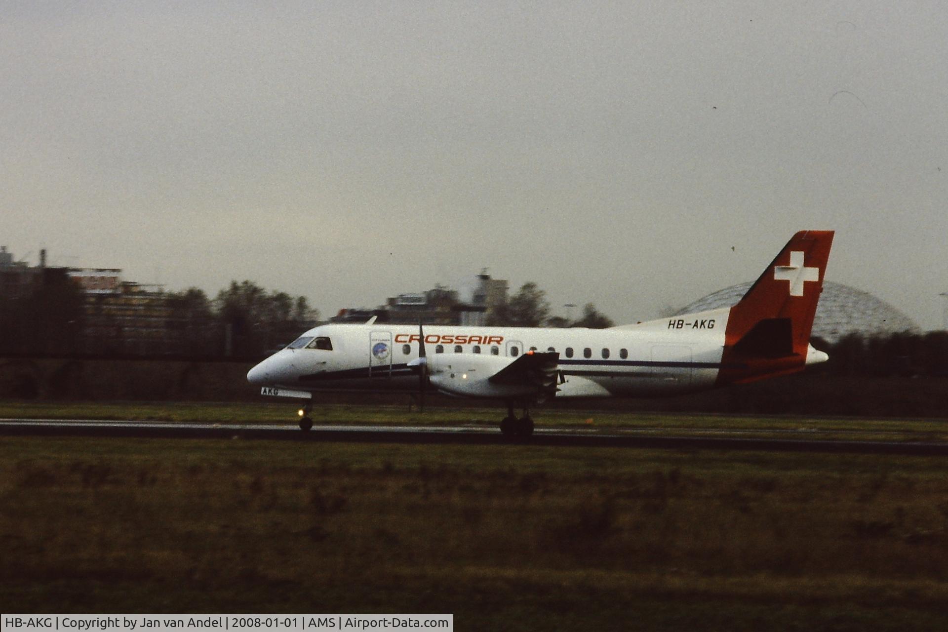 HB-AKG, 1990 Saab 340B C/N 340B-185, Crossair Saab 340B  Schiphol Amsterdam