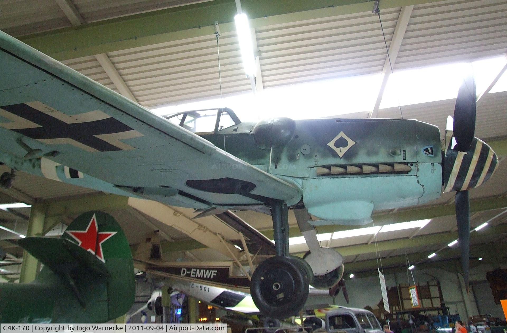 C4K-170, 1966 Hispano HA-1112-M1L Buchon C/N 228, Hispano HA-1112-M1L Buchon (re-converted with DB engine to represent a Messerschmitt Bf 109) at the Auto & Technik Museum, Sinsheim