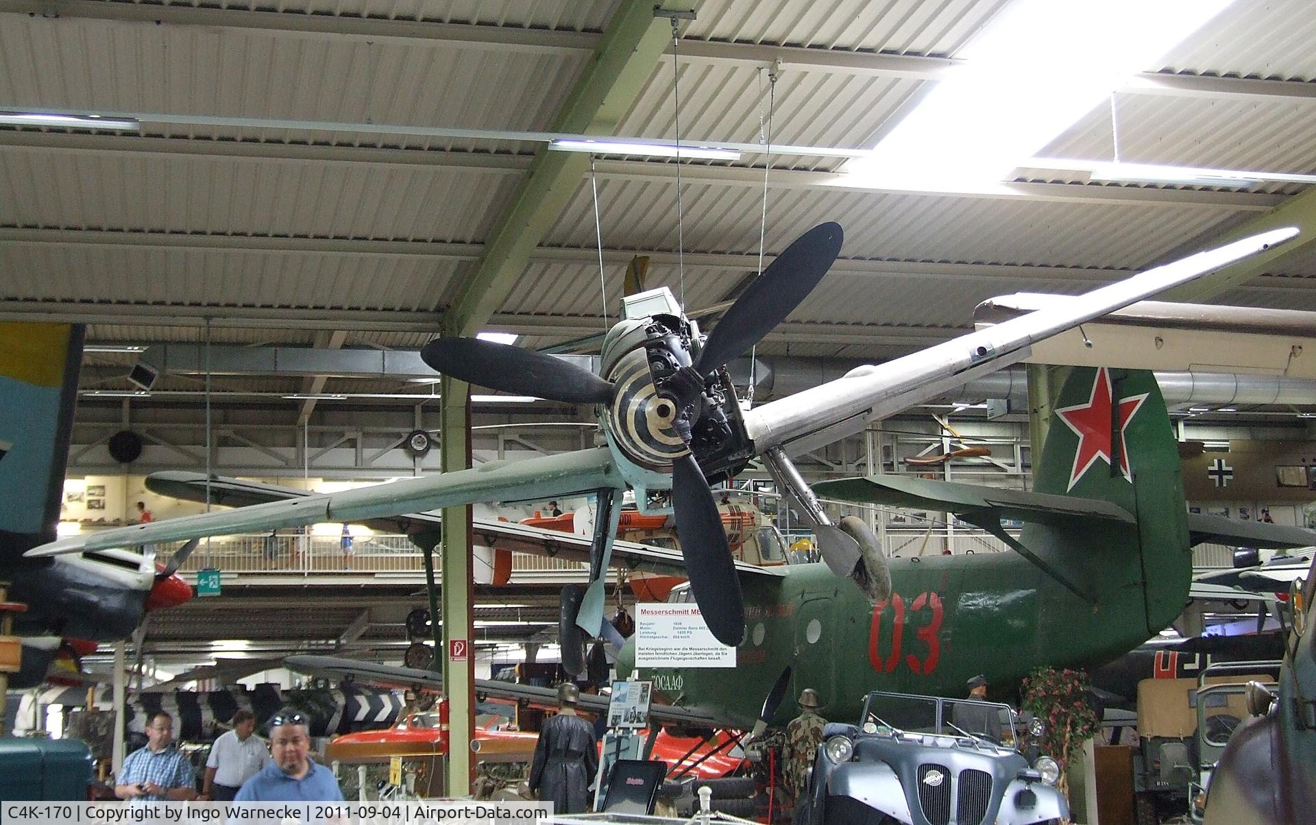 C4K-170, 1966 Hispano HA-1112-M1L Buchon C/N 228, Hispano HA-1112-M1L Buchon (re-converted with DB engine to represent a Messerschmitt Bf 109) at the Auto & Technik Museum, Sinsheim