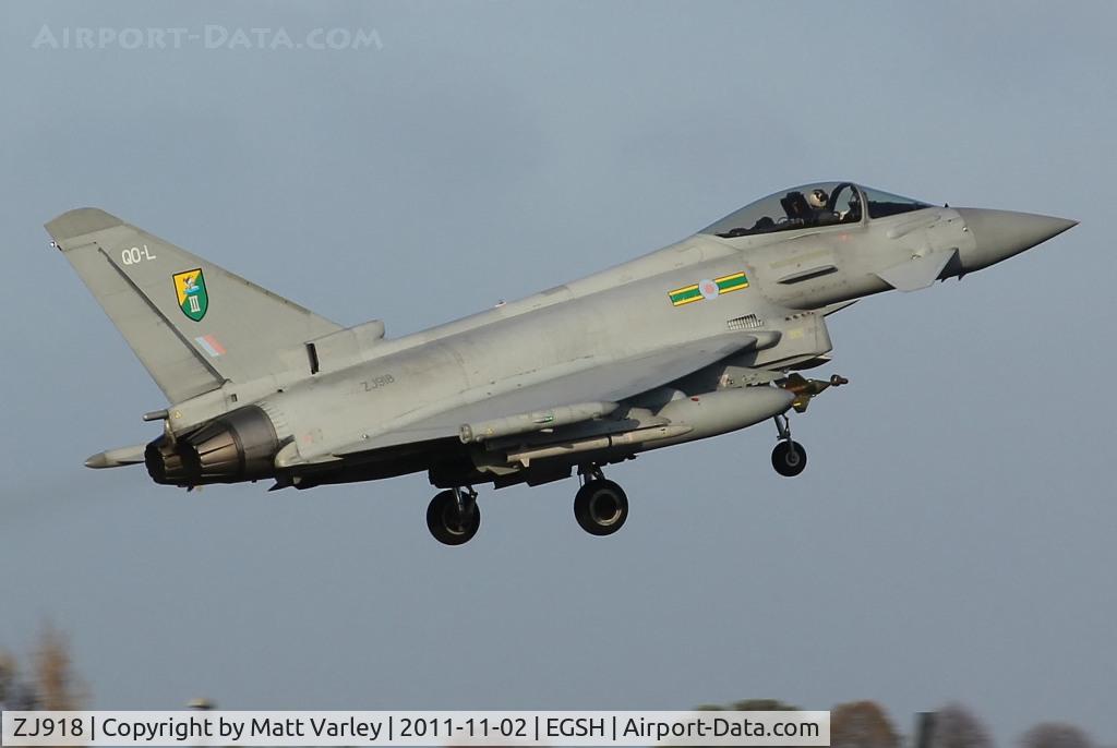 ZJ918, 2005 Eurofighter EF-2000 Typhoon FGR4 C/N 0062/BS009, Performing a low approach at EGSH.