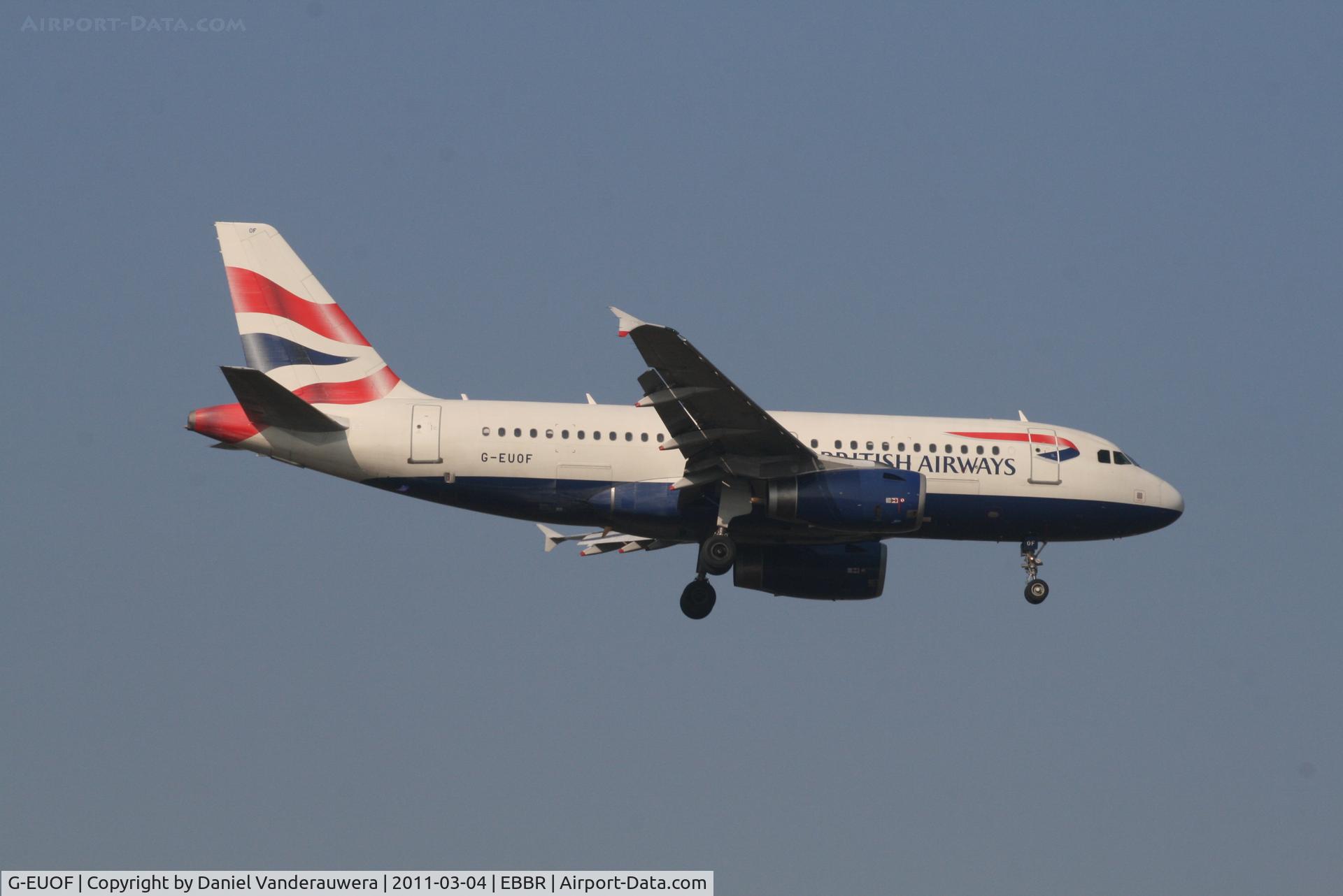 G-EUOF, 2001 Airbus A319-131 C/N 1590, Arrival of flight BA392 to RWY 02