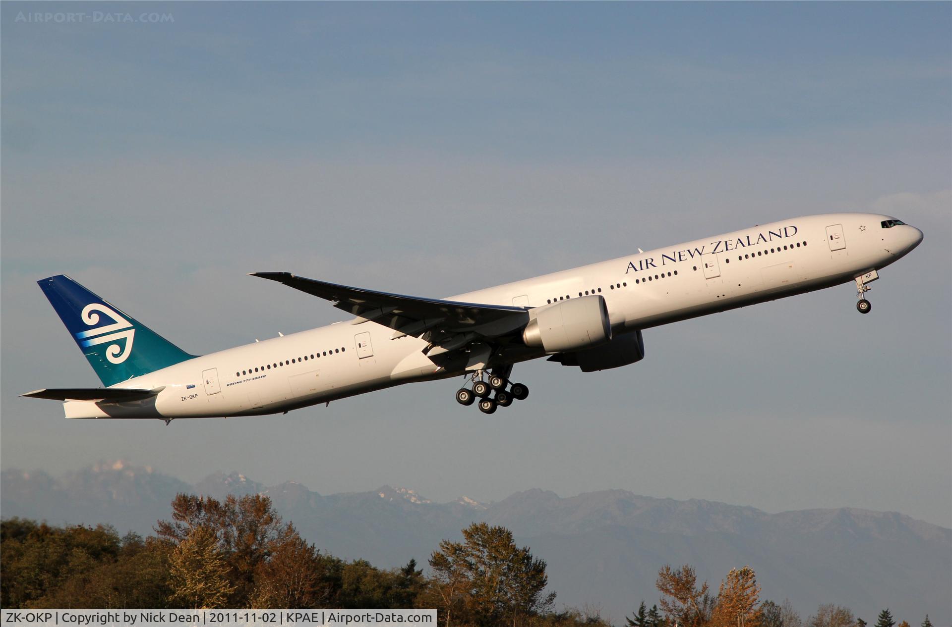 ZK-OKP, 2011 Boeing 777-306/ER C/N 39041, KPAE/PAE Boeing 054 departing 34L this morning on its second test flight.