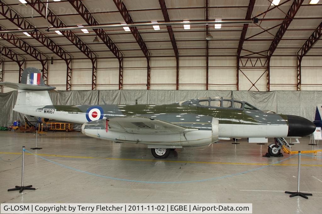 G-LOSM, 1952 Gloster Meteor NF.11 C/N S4/U/2342, At Airbase Museum at Coventry Airport