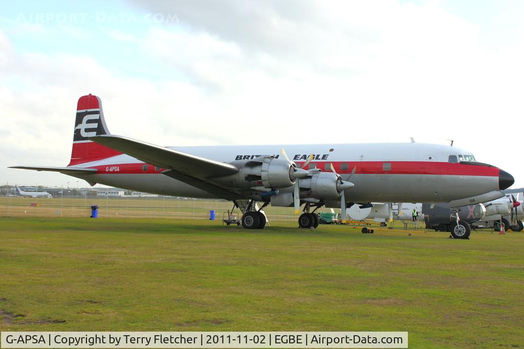 G-APSA, 1958 Douglas DC-6A C/N 45497, At Airbase Museum at Coventry Airport