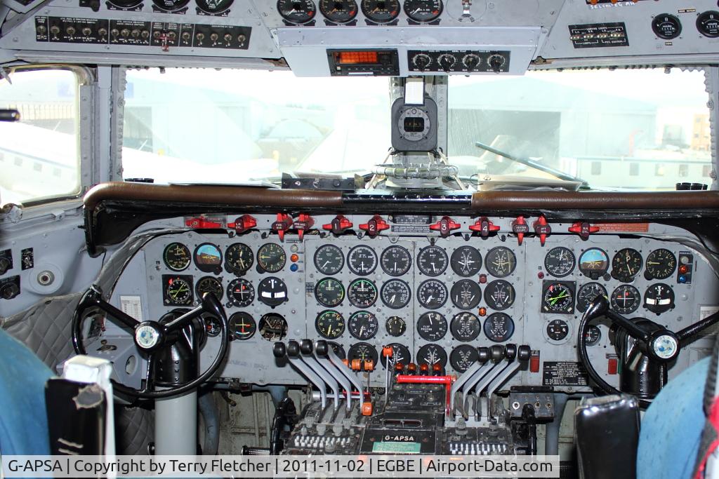 G-APSA, 1958 Douglas DC-6A C/N 45497, Cockpit of DC-6A At Airbase Museum at Coventry Airport