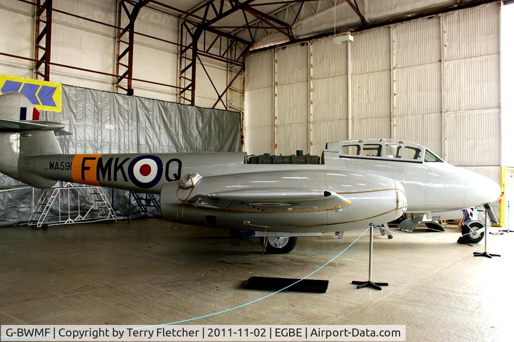 G-BWMF, 1949 Gloster Meteor T.7 C/N G5/356460, Recently re-painted and now displayed At Airbase Museum at Coventry Airport