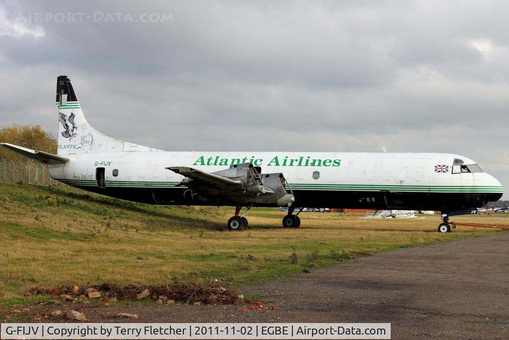 G-FIJV, 1961 Lockheed L-1883(F) Electra C/N 1129, WFU at Coventry Airport