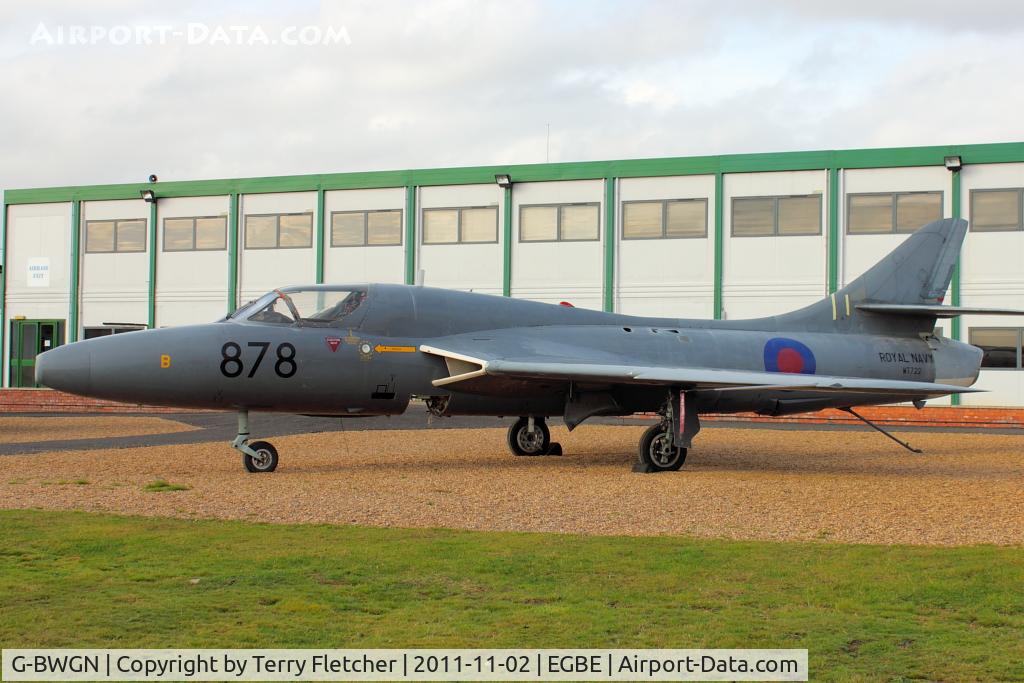 G-BWGN, 1955 Hawker Hunter T.8C C/N 41H-670689, At Airbase Museum at Coventry Airport