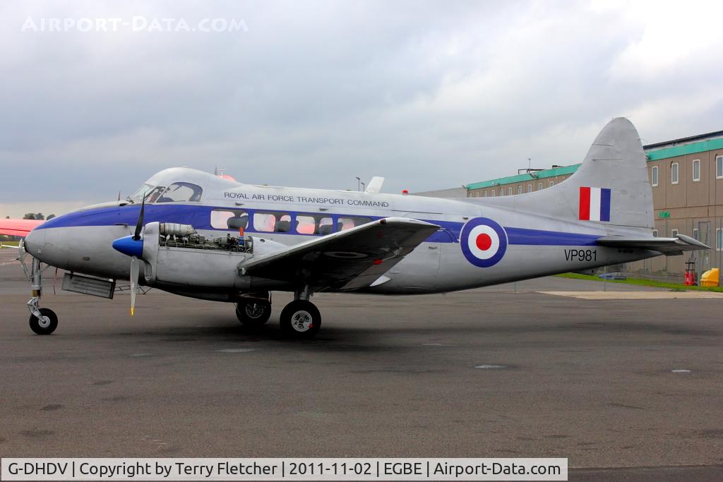 G-DHDV, De Havilland DH-104 Devon C.2 C/N 04205, At Airbase Museum at Coventry Airport