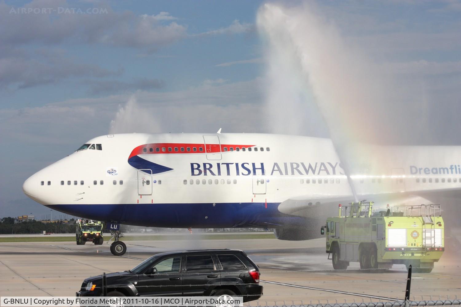 G-BNLU, 1992 Boeing 747-436 C/N 25406, British Airways Dreamflight water salute