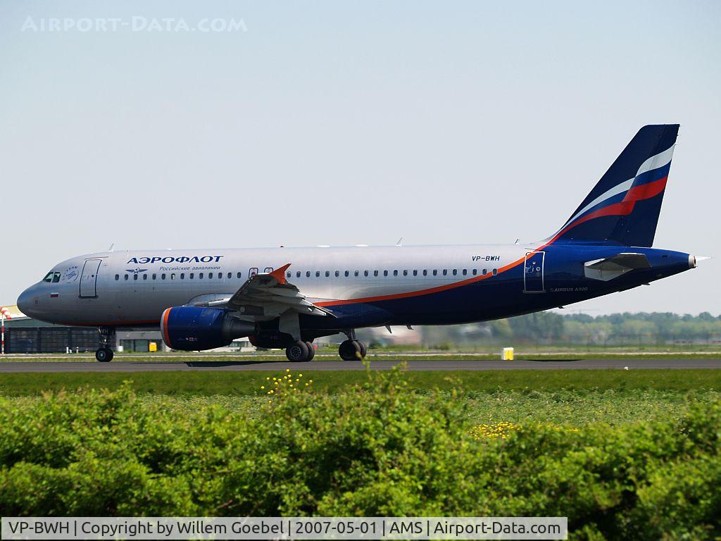 VP-BWH, 2003 Airbus A320-214 C/N 2151, Landing on Schiphol Airport on runway 18R