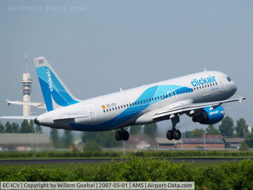 EC-ICV, 1992 Airbus A320-211 C/N 312, Take off from Schiphol Airport on runway 36L