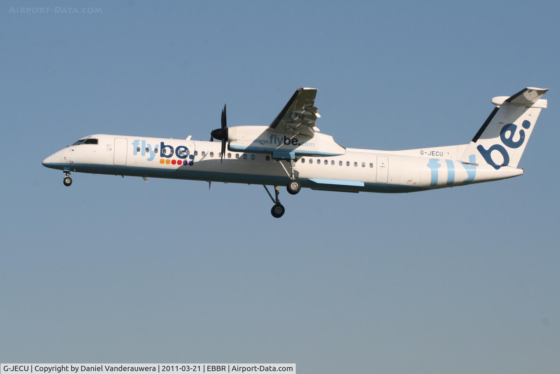 G-JECU, 2006 De Havilland Canada DHC-8-402Q Dash 8 C/N 4146, Arrival of flight BE593 to RWY 25L