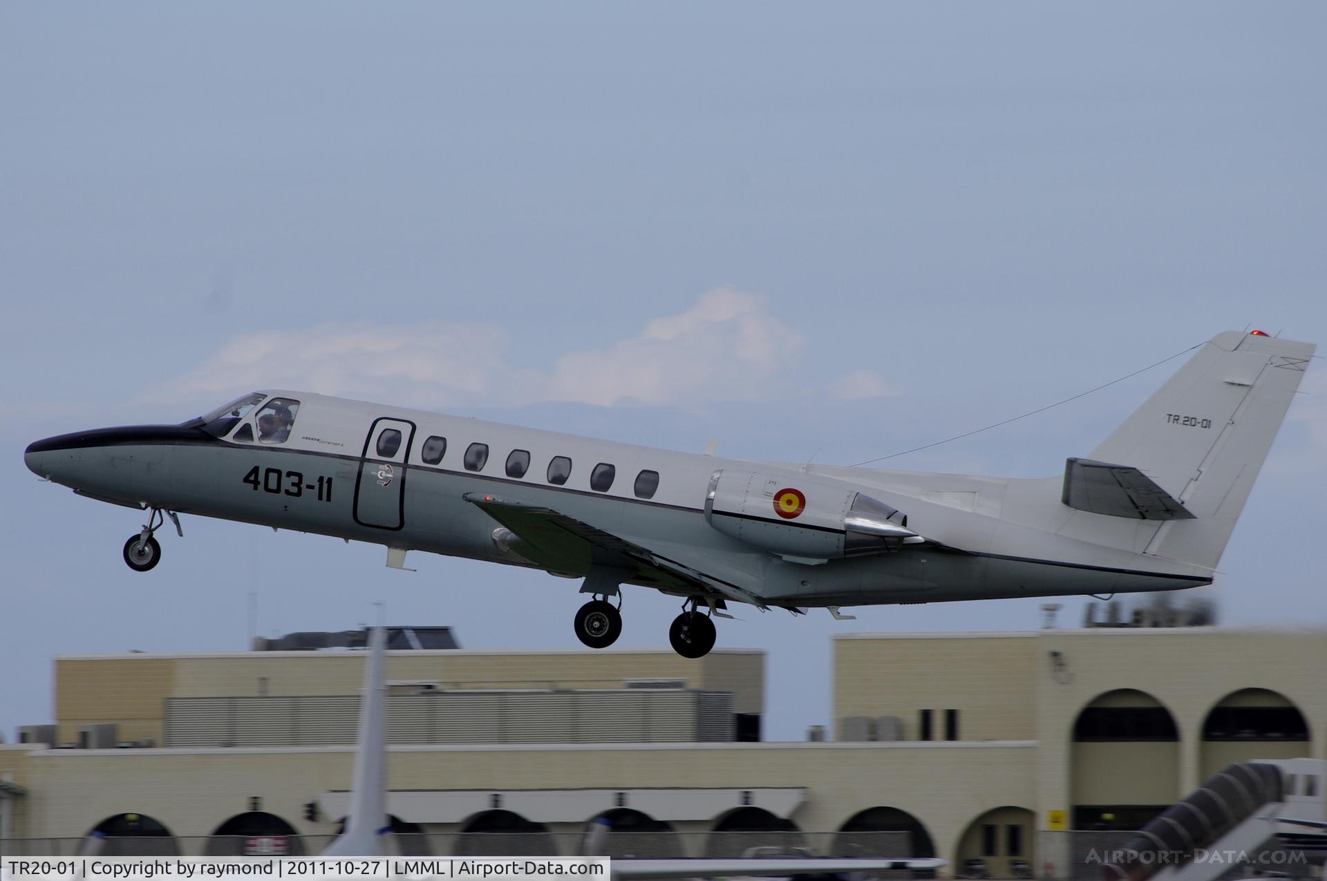 TR20-01, 1992 Cessna 560 Citation V C/N 560-0161, Citation560 TR.20-01 Spanish Air Force taking off from Malta International.