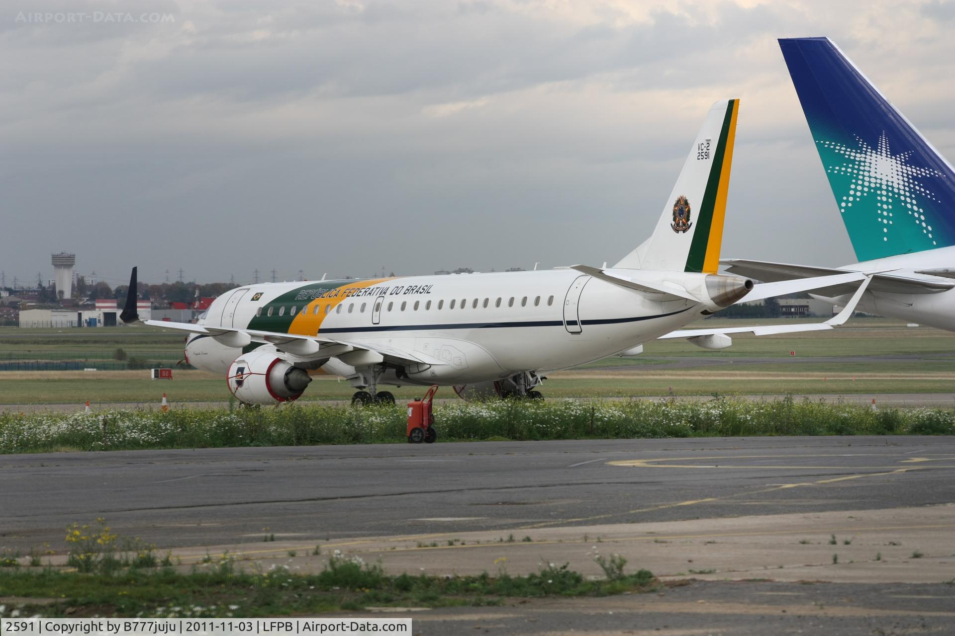 2591, 2009 Embraer VC-2 (ERJ-190-100AR) C/N 19000277, on transit at Le Bpourget for G-20 meet