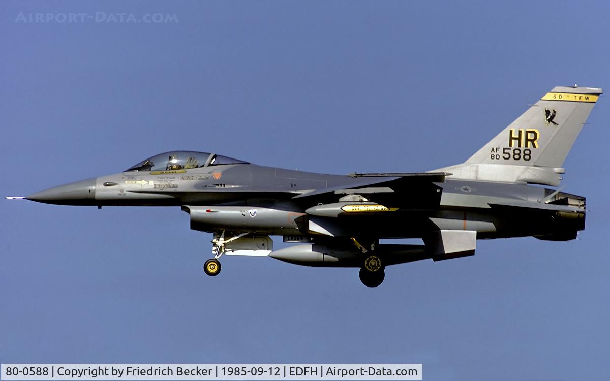80-0588, 1980 General Dynamics F-16A Fighting Falcon C/N 61-309, on final