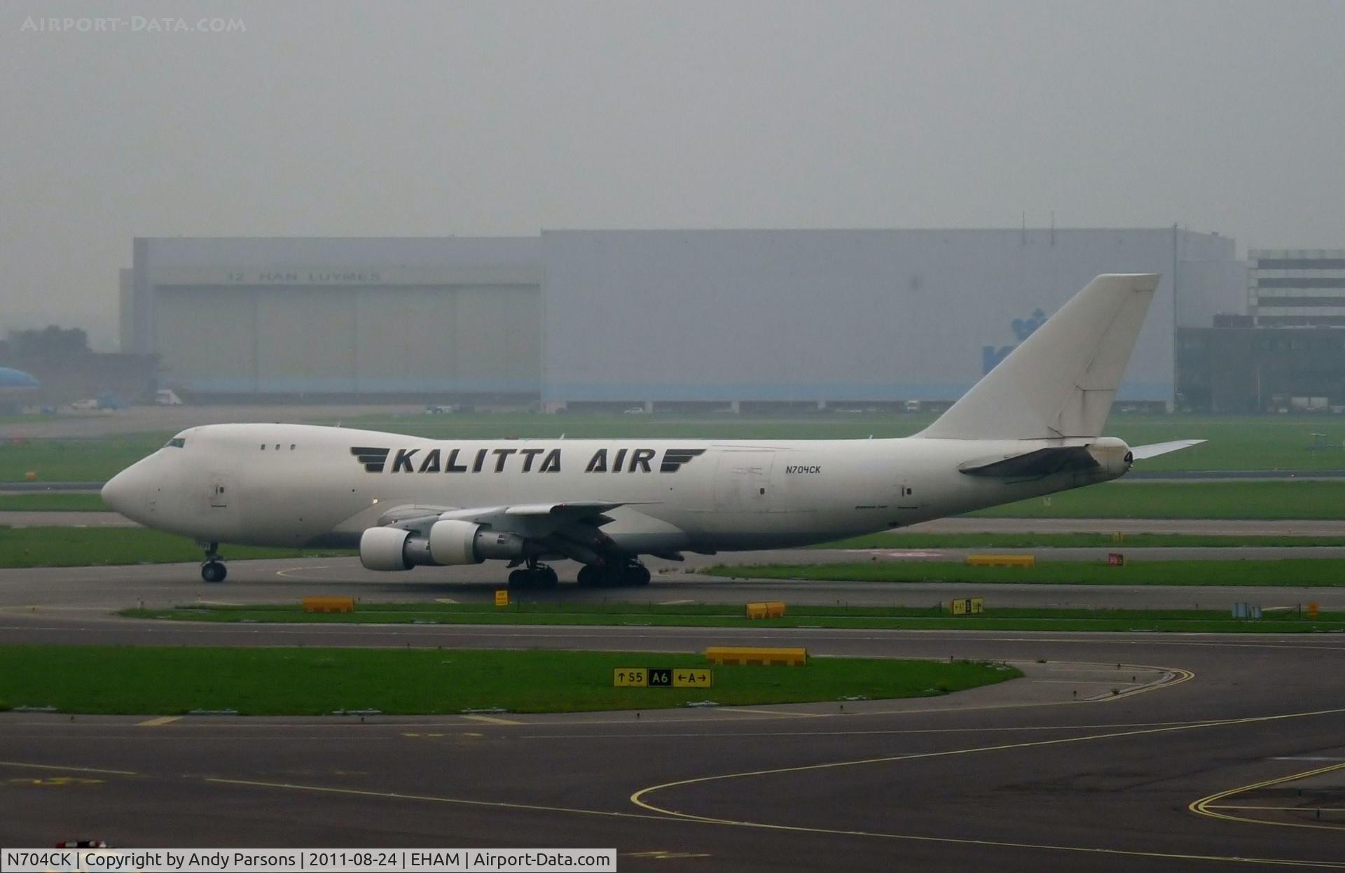 N704CK, 1986 Boeing 747-246F C/N 23391, At a very wet and miserable Amsterdam